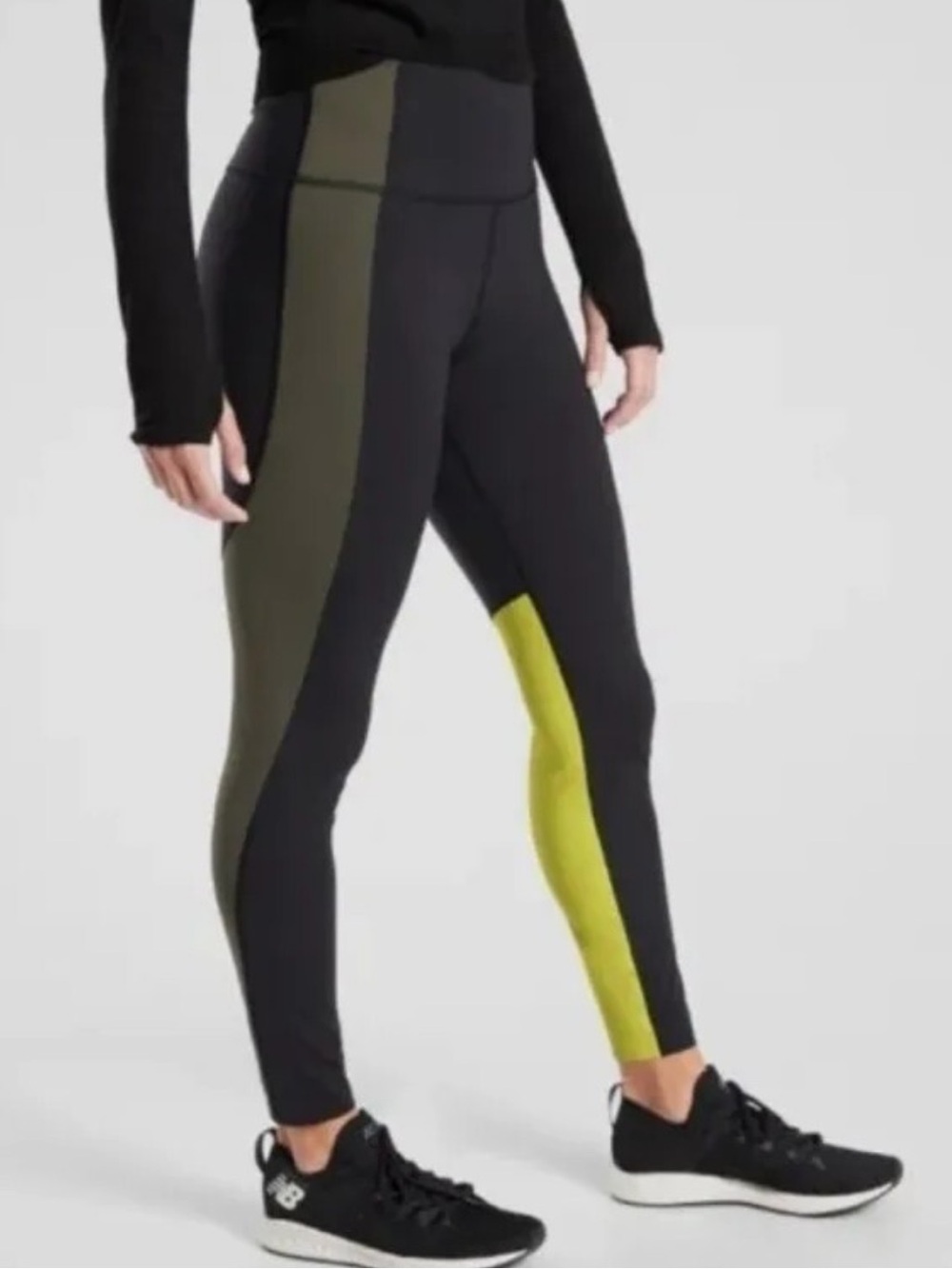 Athleta Asym Colorblock Tight Leggings Women's Size Small Black Yellow High Rise